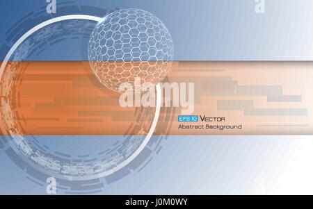 Geometrischen abstrakten Hintergrund mit blauer Farbe Elemente und Rechtecke, Kreis, Kugel, Sechsecke Stock Vektor