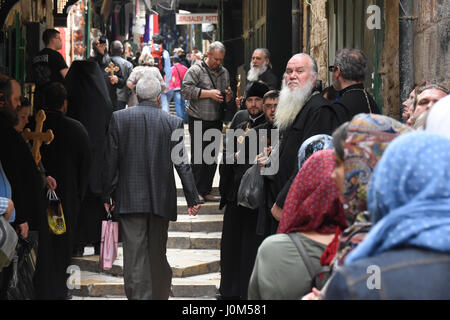 Via Dolorosa Pilger Jerusalem, Israel Stockfoto