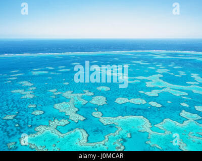 Luftaufnahme des Great Barrier Reef in Whitsundays, Queensland, Australien Stockfoto