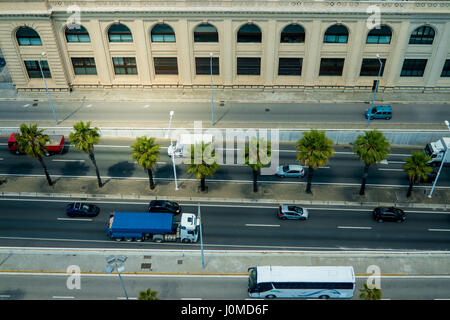 Luftaufnahme von Barcelona Küste Autobahn Ronda Litoral Stockfoto