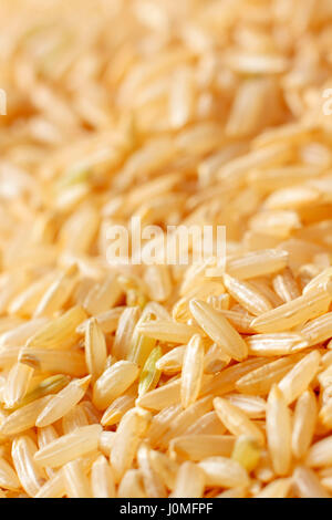 Braune Langkornreis hautnah. Geringe Schärfentiefe. Stockfoto