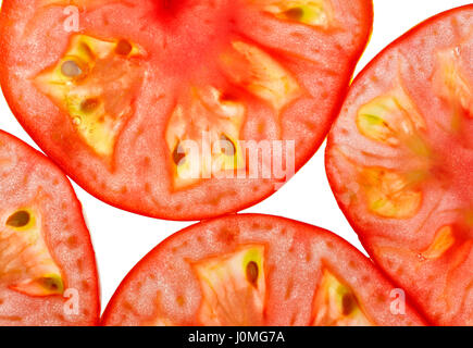 Tomaten Scheiben Detail von oben. Nahaufnahme, full Frame schießen. Stockfoto