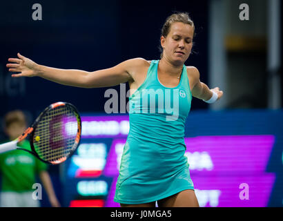 BIEL, Schweiz - 13.April: Barbora Strycova in Aktion beim Tennisturnier 2017 Ladies Open Biel WTA International Stockfoto