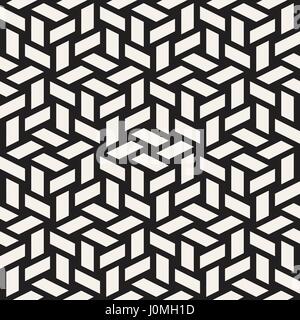 Kubische Gitter Tiling endlose elegante Textur. Abstrakten geometrischen Hintergrund-Design. Nahtlose Rhombus Formen schwarz-weiß Vektormuster. Stock Vektor