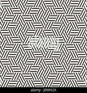 Kubische Gitter Tiling endlose elegante Textur. Abstrakten geometrischen Hintergrund-Design. Nahtlose Rhombus Formen schwarz-weiß Vektormuster. Stock Vektor
