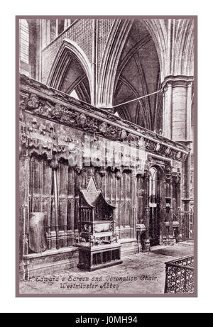 1930er Jahre Foto von "Edwards Screen" und "Coronation Chair" Westminster Abbey-London Stockfoto