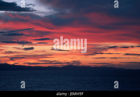 Der Sonnenuntergang auf der Insel Mljet, Adria in Kroatien Stockfoto