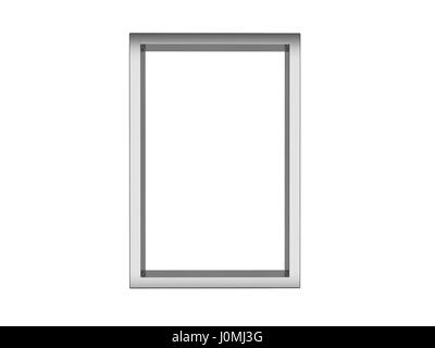 Edelstahl Bilderrahmen isoliert auf weißem Hintergrund, 3d Rendering-illustration Stockfoto