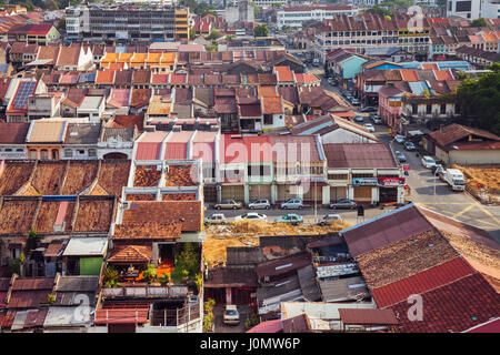 Georgetown, Malaysia - 27. März 2016: Blick über die Altstadt von Georgetown am 27. März 2016 in Penang, Malaysia. Stockfoto