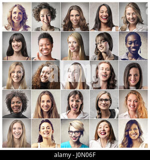 Collage von Frauenportraits Stockfoto