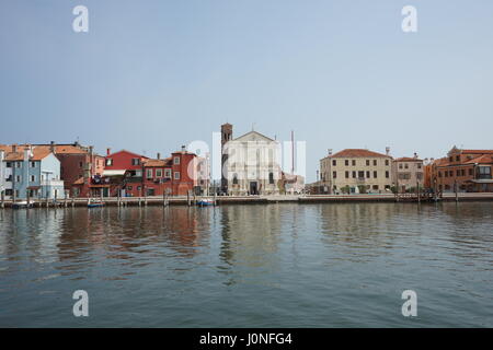 Blick auf pellestrina von der Lagune. Stockfoto