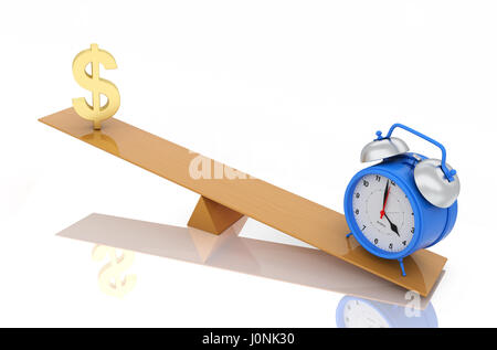 Wecker mit indischen Dollar-Symbol - Bild 3D Rendering Stockfoto