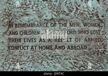 John Condon Memorial, ein Denkmal für jüngste alliierte Soldaten sterben im ersten Weltkrieg (14 Jahre alt), Waterford City, Co. Waterford, Irland (Eire). Stockfoto