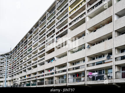 Exterieur des Kabel Wynd Haus Wohnung Gebäude, auch bekannt als die Banane Wohnungen in Leith, Edinburgh, Schottland. Stockfoto