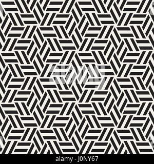 Kubische Gitter Tiling endlose elegante Textur. Abstrakten geometrischen Hintergrund-Design. Nahtlose Rhombus Formen schwarz-weiß Vektormuster. Stock Vektor