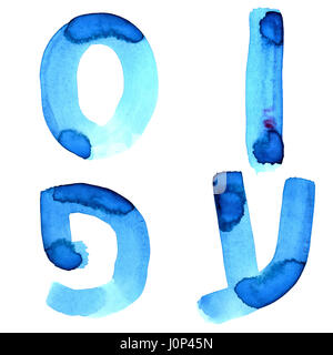 Blauen Aquarell Buchstaben des hebräischen Alphabets Stockfoto