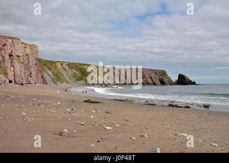 Die Ballydowane Bucht und Strand, Copper Coast, Co Waterford, Irland (Eire). Stockfoto