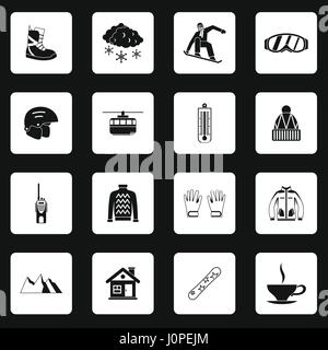 Snowboard Icons Set, einfachen Stil Stock Vektor