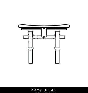 Japan-Tor Torii Symbol, Umriss-Stil Stock Vektor