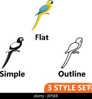 Parrot Icons set Stock Vektor