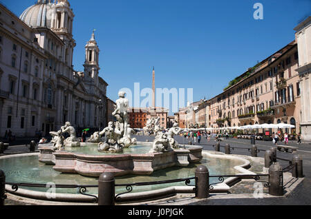 Piazza Navona, Fontana del Moro, Rom, Italien, Europa Stockfoto