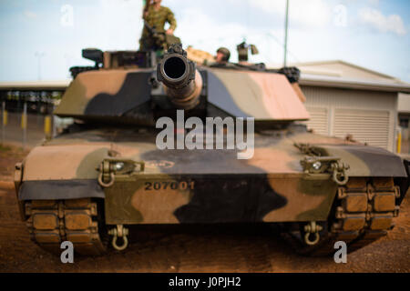 Eine australische Abrams Kampfpanzer der 1. Gepanzerten Divison, Australien Stockfoto