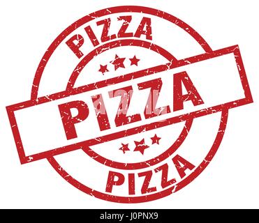 Pizza runden roten Grunge-Stempel Stock Vektor