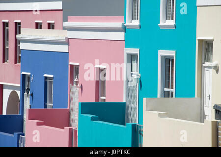 Bunt bemalte Häuser Wales Street Bo Kaap Kapstadt Südafrika Stockfoto