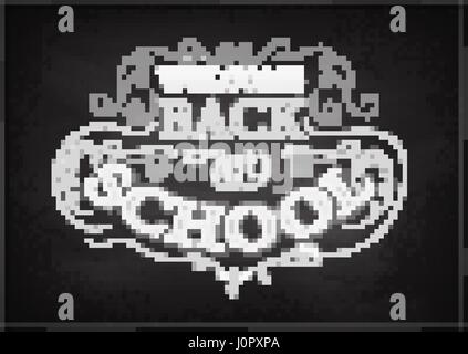 Willkommen zurück in die Schule. Schrift auf Tafel. EPS10. Reich verzierte Kreide Muster. Stock Vektor