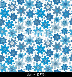 Einfache Blumenmuster, nahtlose Vektor Hintergrund. Blaue Blumen. Stock Vektor