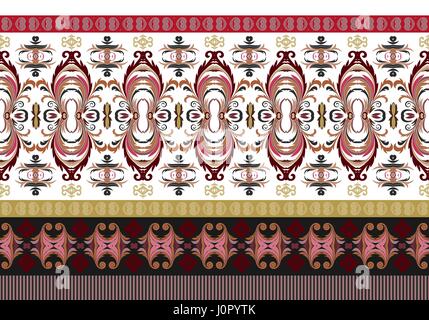 Vektor horizontale nahtlose Grenze. Wunderschönen kunstvollen Muster. Pink und golden Stock Vektor