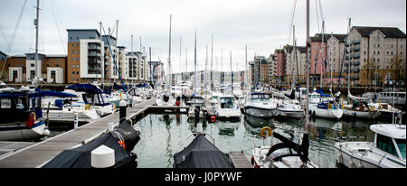 England, Bristol: 14. April 2017: Portishead Quay Marina Stockfoto