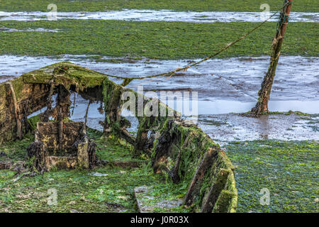 Boot-Wracks in Löcher Bay, Poole, Dorset, England, UK Stockfoto