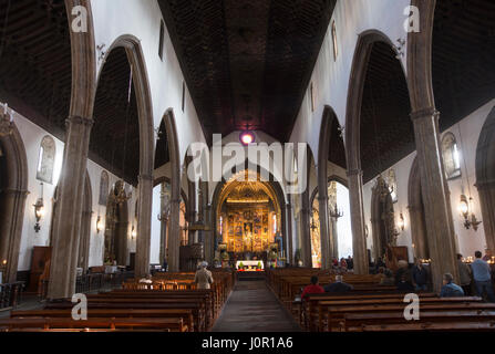 Das Innere von der Kathedrale Notre-Dame der Himmelfahrt in Sé, Funchal, Madeira Stockfoto