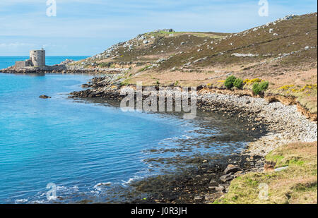 Cromwells Castle an der Küste in die Isles of Scilly Tresco Stockfoto