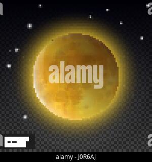 Gelber Mond. Realistische detaillierte Vollmond auf transparenten Hintergrund isoliert. EPS10 Vektor-Illustration, leicht zu bedienen. Stock Vektor