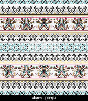 Aztekische Pixel Musterdesign. Ideal für das Drucken auf Stoff, Papier, Web-Design. Stock Vektor