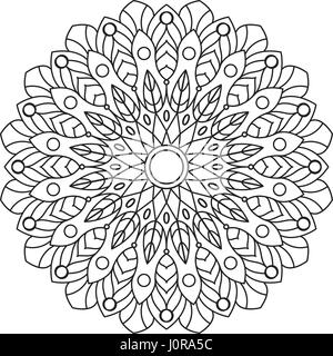 Coloring Book Mandala. Kreisen Sie Spitze Ornament, rundem ornamentales Muster, schwarz / weiß Design. Vektor für Seite Erwachsene Stock Vektor