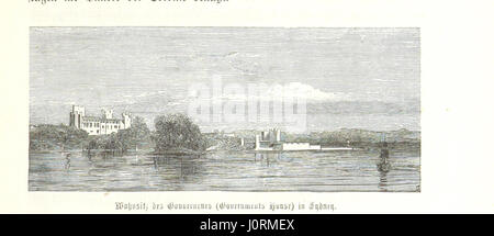 „Reise der österreichischen Fregatte Novara“ ist eine detaillierte Darstellung der Reise der österreichischen Fregatte Novara um die Welt im Jahr 1857-1859. Geschrieben von A. v. Humboldt, enthält er physikalische und geologische Beobachtungen, Zeichnungen von J. Selleny und ein Vorwort von Commodore B. von Wüllerstorf-Urbair. Stockfoto