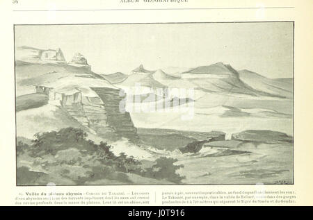 Album géographique ist ein geographisches Album mit detaillierten Illustrationen, die verschiedene Landschaften, Wahrzeichen und Länder auf der ganzen Welt erkunden. Es dient als visuelle Orientierung für die Geographie und zeigt globale Standorte und ihre physischen Merkmale. Stockfoto