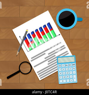 Wirtschaftliche Daten Statistik, Bericht Büro Einkommen Infografik Vektorgrafik Stockfoto