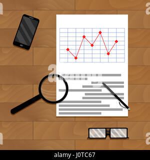 Papier Bericht Analytik, Analyse und Forschung Infografik marketing Illustration Vektor Stockfoto