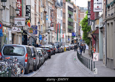 Belebten Einkaufsstraße im Zentrum der Stadt am 1. Oktober 2016, in Brüssel, Belgien Stockfoto