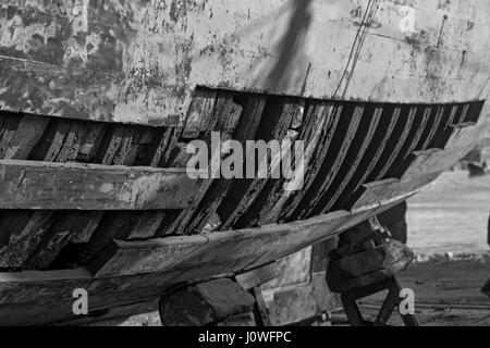 Traditionelle Schiff machen Essaouira Marocco schwarz / weiß Bild Stockfoto