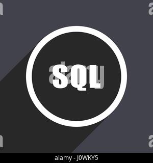 SQL-flaches Design weiße Vektor Web Icon auf grauem Hintergrund mit Schatten in eps10. Stock Vektor