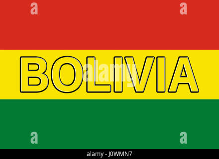 Abbildung der nationalen Flagge Boliviens mit dem Land auf die Fahne geschrieben Stockfoto