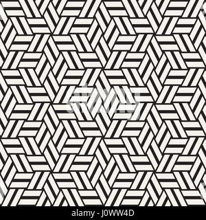 Kubische Gitter Tiling endlose elegante Textur. Abstrakten geometrischen Hintergrund-Design. Nahtlose Rhombus Formen schwarz-weiß Vektormuster. Stock Vektor