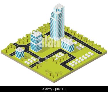 Isometrische Landschaft Stadt Stock Vektor