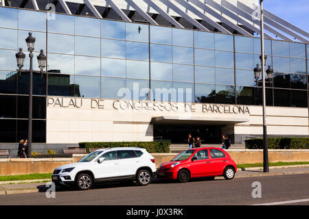 Fira Convention Palau de Congressos de Barcelona auf Avenida La Reina Maria Cristina, Montjuic, Barcelona, Katalonien, Spanien Stockfoto