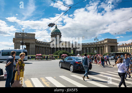 ST. PETERSBURG, Russland - 14. Juli 2016: Kasaner Kathedrale in St. Petersburg, Russland Stockfoto